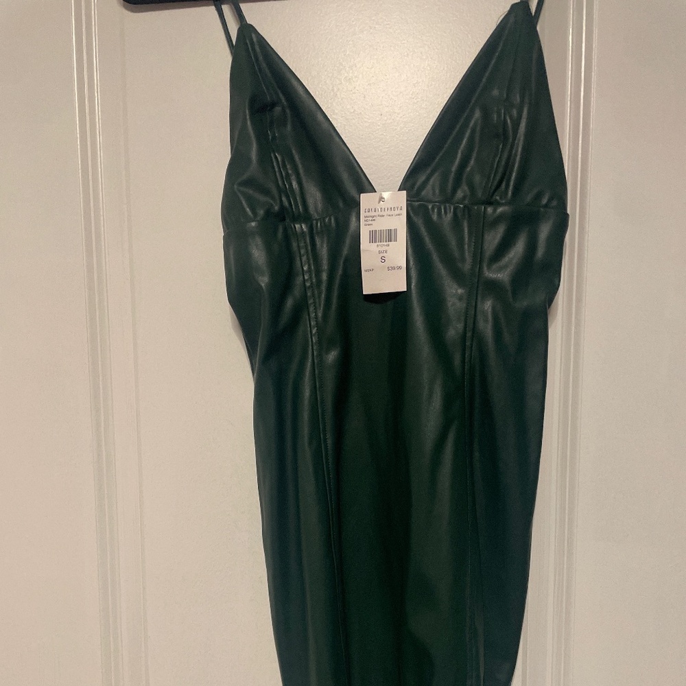 Green Fashion Nova faux leather mini dress. NWT